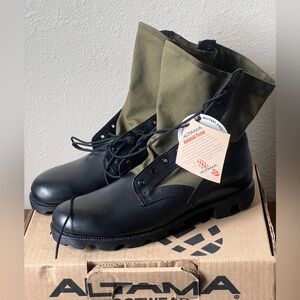 NWT - Altama Green/Black Military Leather Jungle Boot - 8852 - Size 12